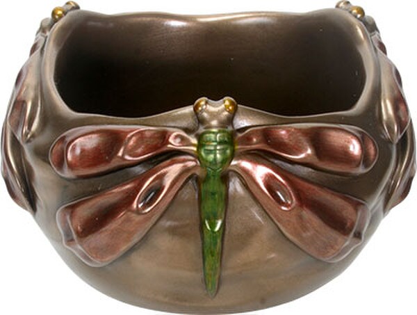 Dragonfly bowl with three reliefs sculptural statuette artwork decor